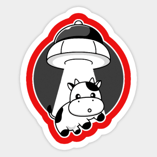 funny cow ufo abduction meme Sticker